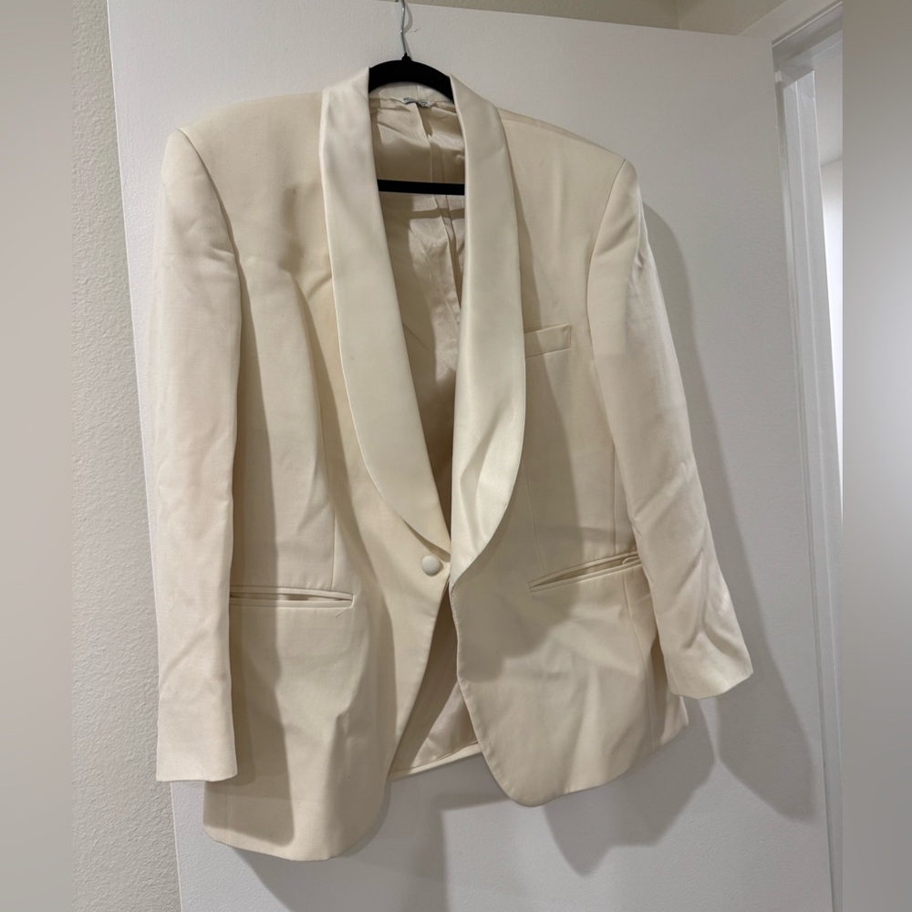 Pierre Balmain Cream/off white Shawl Collar Blazer